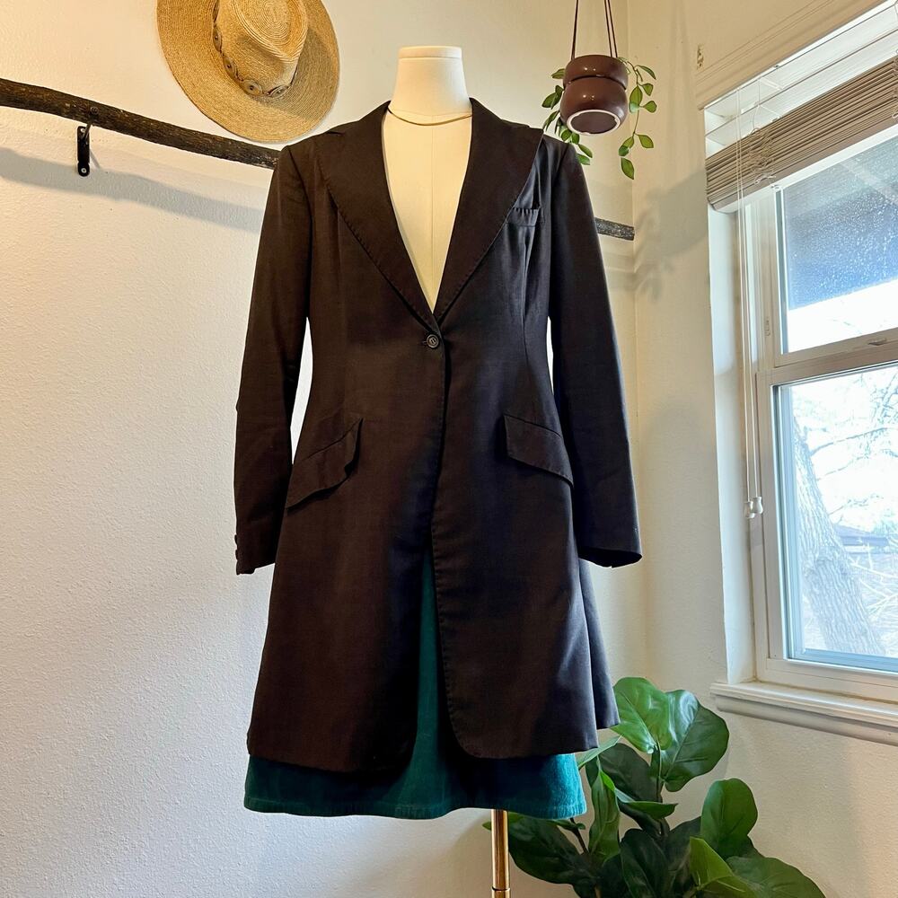 Vintage RJ Becht Brown Riding Sport Jacket Single Button Long Blazer Size Large
